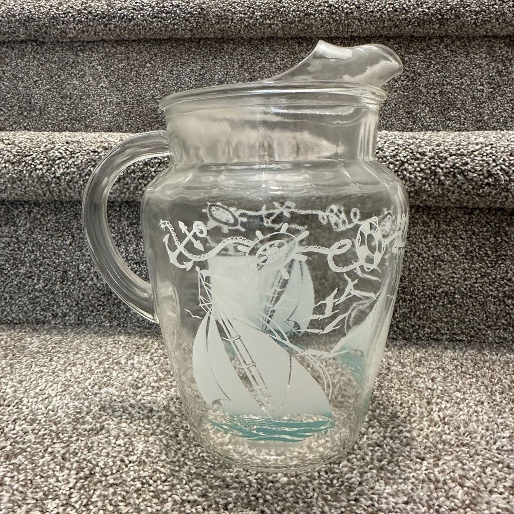 Vintage Anchor Hocking Sail Boat Pitcher